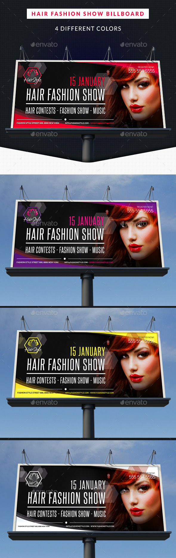 Hair Fashion Show Promotion Billboard Signage - Signage Print Templates