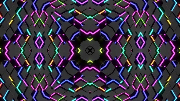 Symmetrical Square Structures of Many Elements Lighting Bulbs Multicolor Neon Lights alt