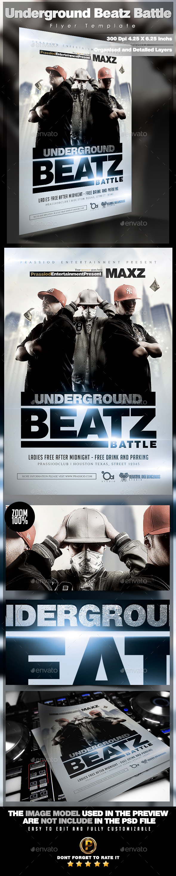 Underground Beatz Battle Flyer Template - Clubs & Parties Events