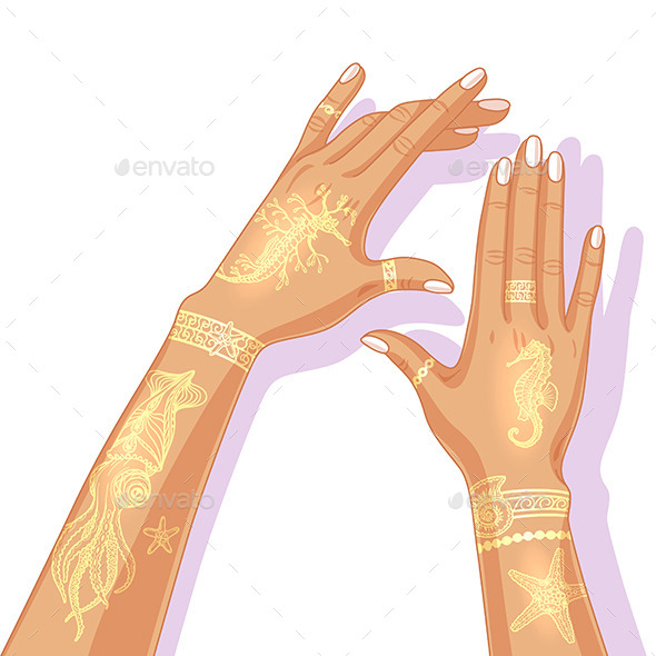 Summer Flash Tattoo Design. - People Characters