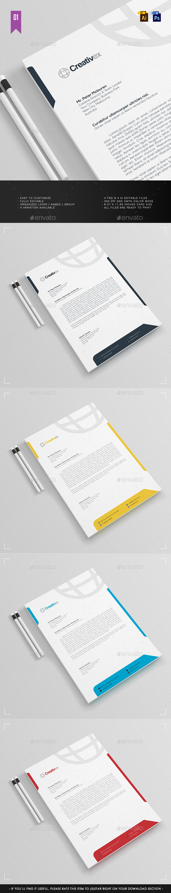 A4 - Business Letterhead V.001 - Stationery Print Templates