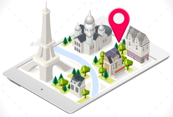 Paris on a Tablet with Sacre Coeur - Buildings Objects