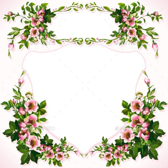 Wild Roses Bouquet Label - Flourishes / Swirls Decorative