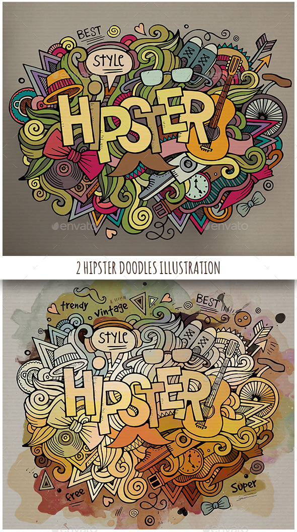 2 Hipster Doodles Designs - Conceptual Vectors