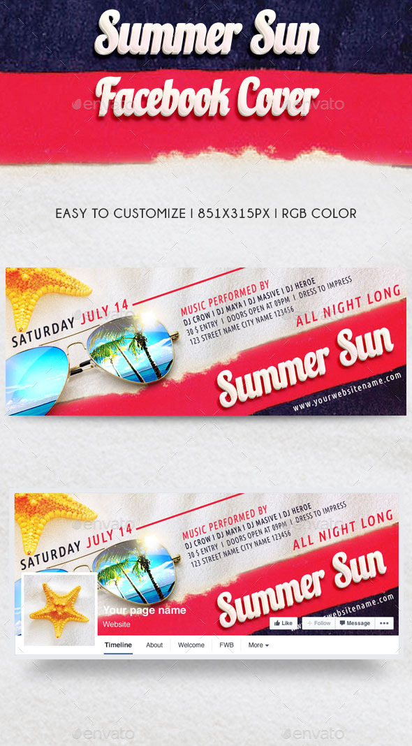 Summer Sun Party Facebook Cover - Facebook Timeline Covers Social Media