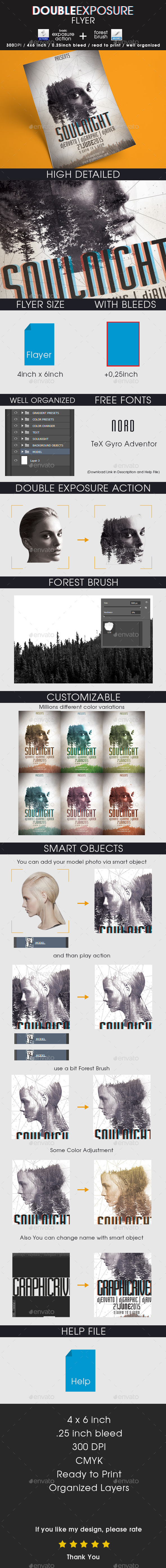 Double Exposure Flyer + Action + Brush - Clubs & Parties Events