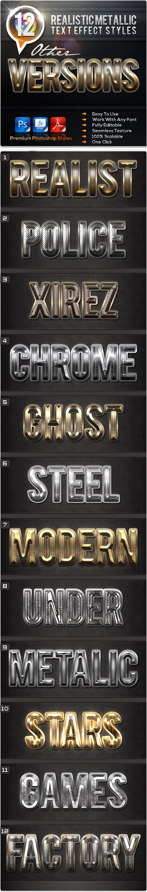 12 Realistic Metallic Other Versions - Text Effects Styles