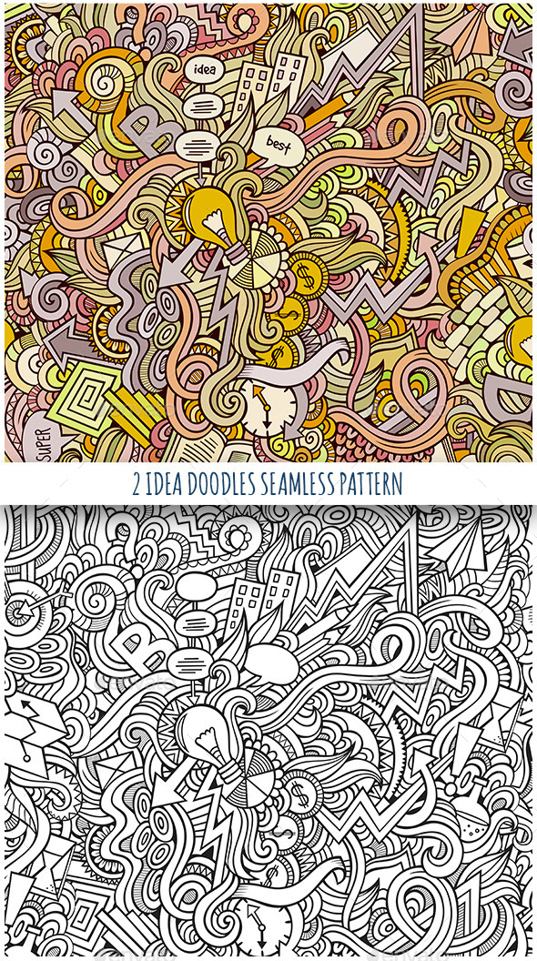 2 Idea Doodles Seamless Pattern - Backgrounds Decorative
