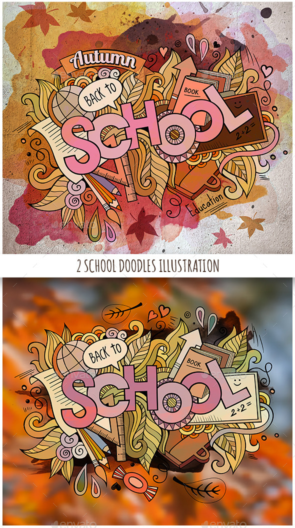 2 School Doodles Designs - Miscellaneous Seasons/Holidays