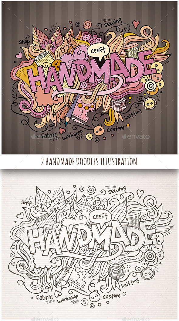 2 Handmade Doodles Designs - Backgrounds Decorative