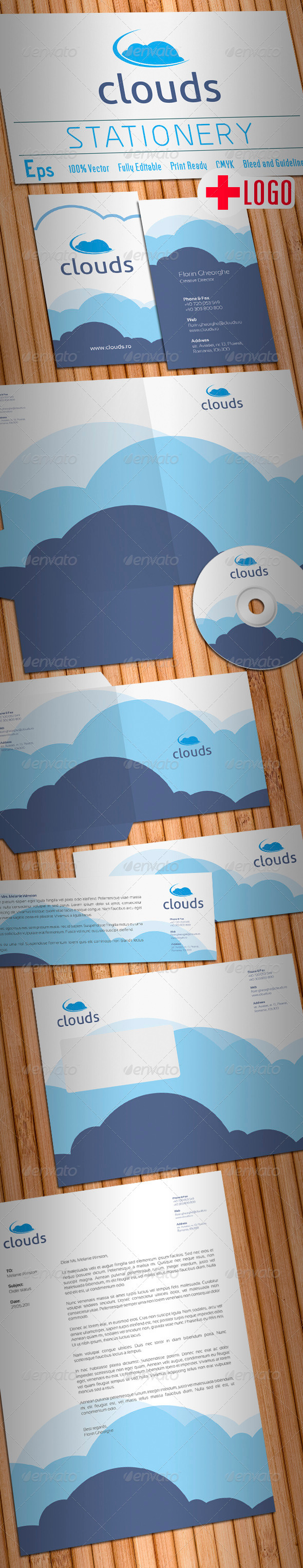 Clouds Stationery - Stationery Print Templates