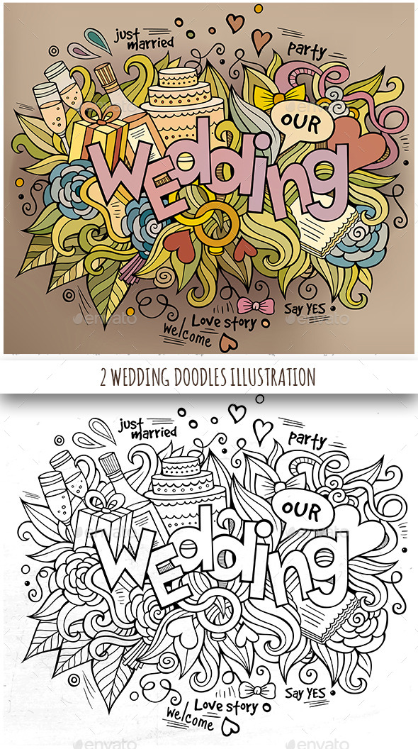 2 Wedding Doodles Designs - Weddings Seasons/Holidays