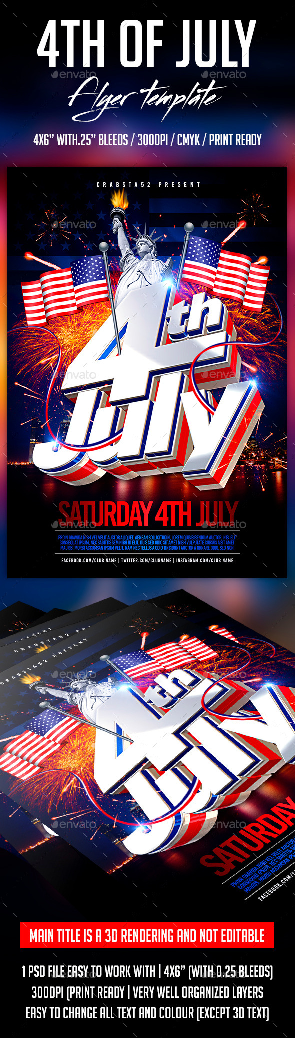 4th of July Flyer Template - Holidays Events