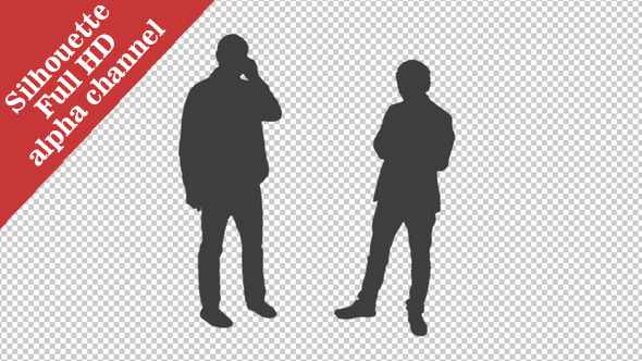 Silhouette of Two Men with Smartphones alt