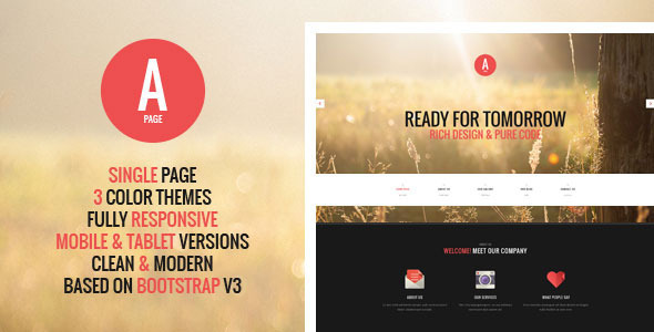 Extraordinary A-Page - Flat Onepage & Multipage HTML Template
