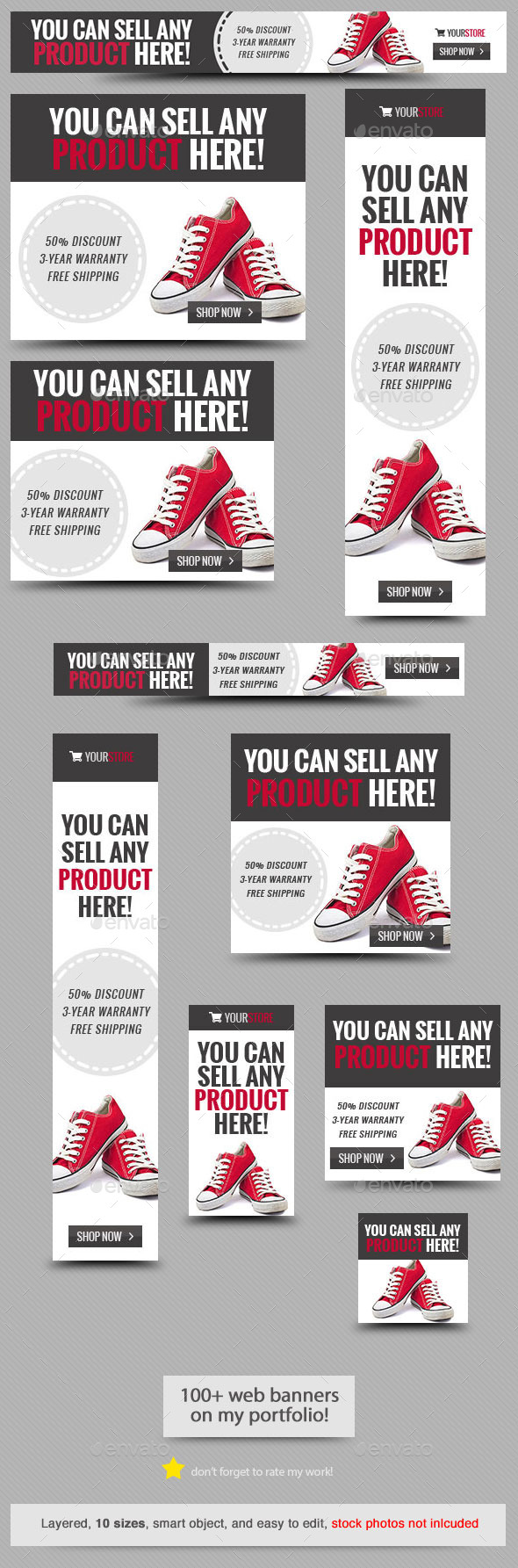 Online Shopping Web Banner Template - Banners & Ads Web Elements