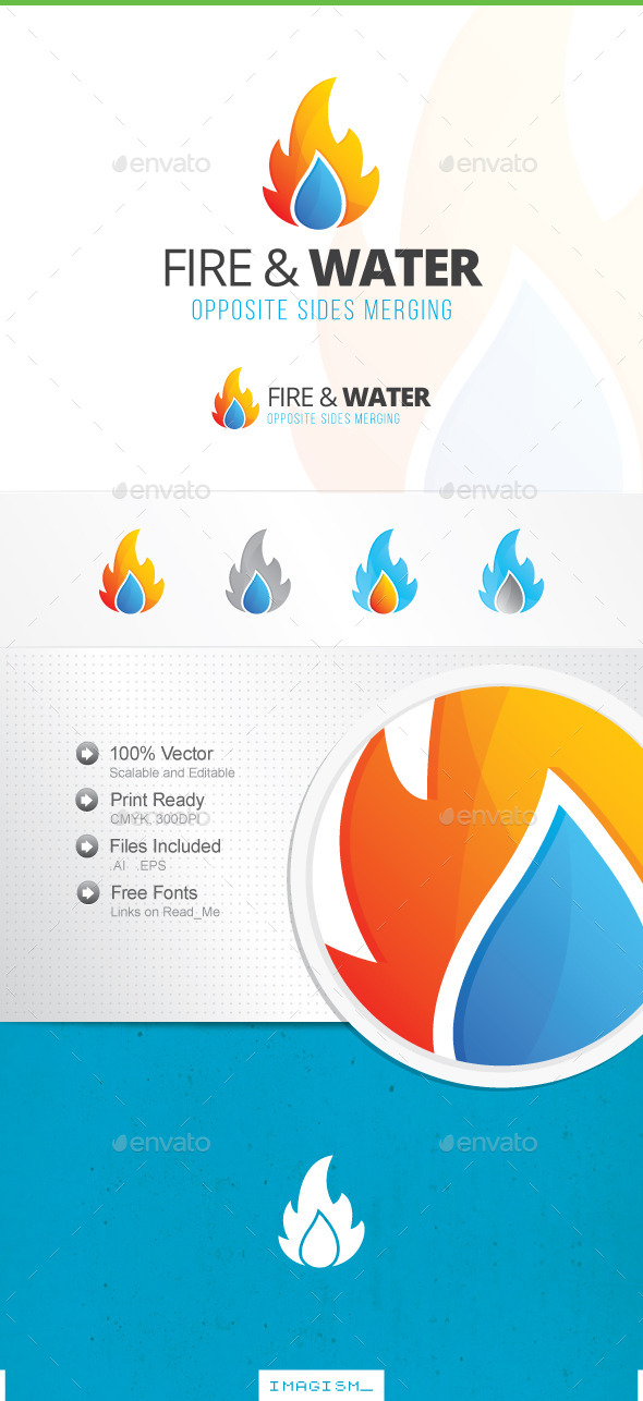 Fire and Water Logo - Nature Logo Templates
