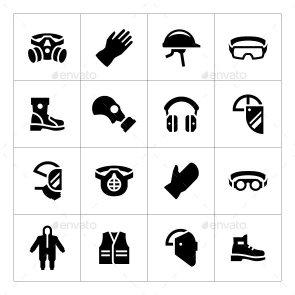 Set Icons of Personal Protective Equipment - Man-made objects Objects
