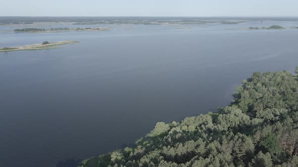 Dnipro River. Aerial View. Landmark of Ukraine, Flat, Gray alt