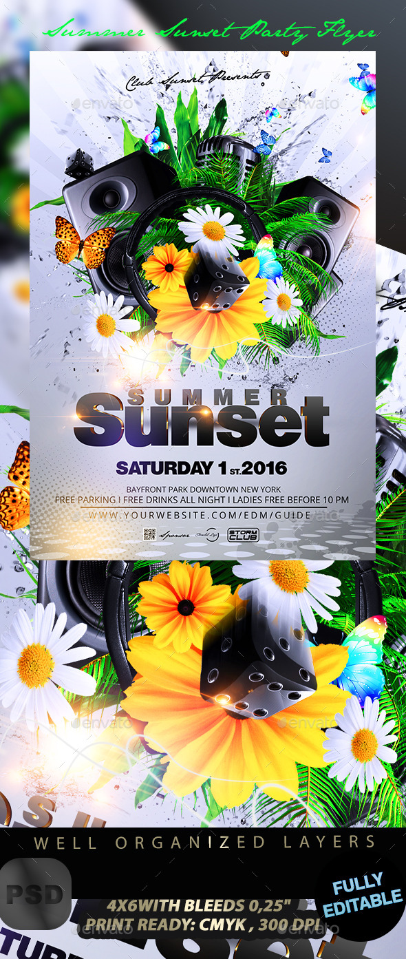 Summer Sunset Party Flyer - Events Flyers