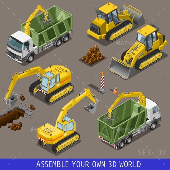 City Transport Construction Isometric Flat 3d Icon - Objects Vectors