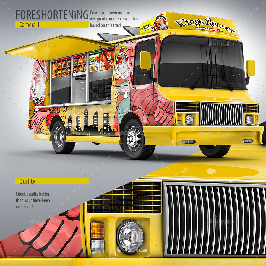 Food Truck Mock-Up. Unique 3D model mockup. by Bennet1890 | GraphicRiver