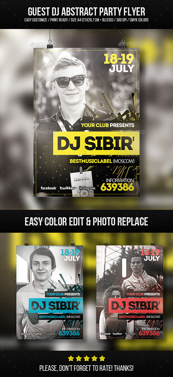Guest DJ Abstract Party Flyer - Events Flyers