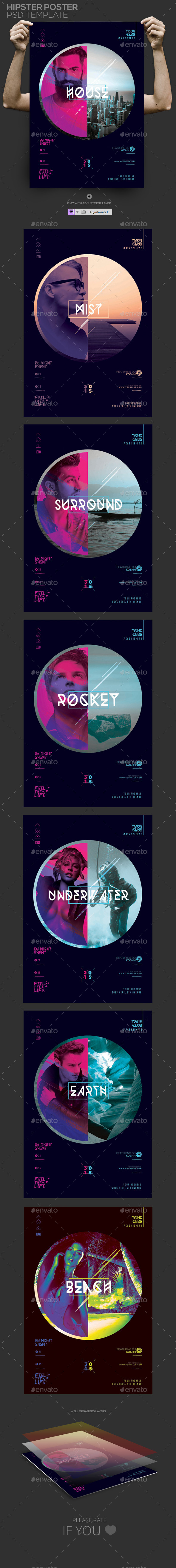 Hipster Poster Template PSD Flyer/Poster - Events Flyers
