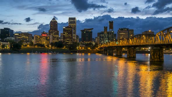 Portland Oregon At Dusk, Time Lapse 2, Stock Footage | VideoHive