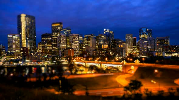 Calgary Skyline At Night, Time Lapse, Stock Footage | VideoHive