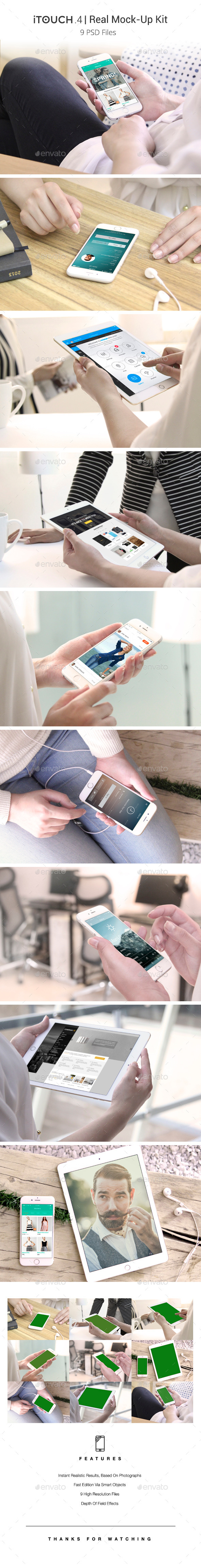 iTouch 4 | 09 Photorealistic MockUp - Mobile Displays