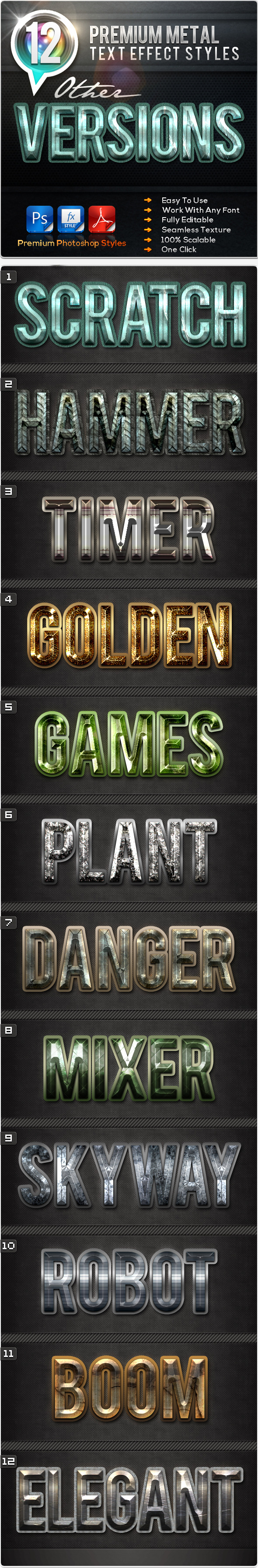 12 Premium Metal Other Versions - Text Effects Styles