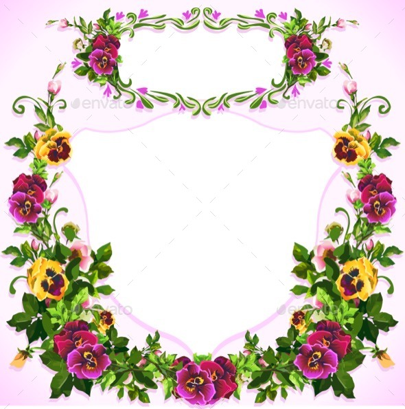 Watercolor Pansy Bouquet Label - Backgrounds Decorative