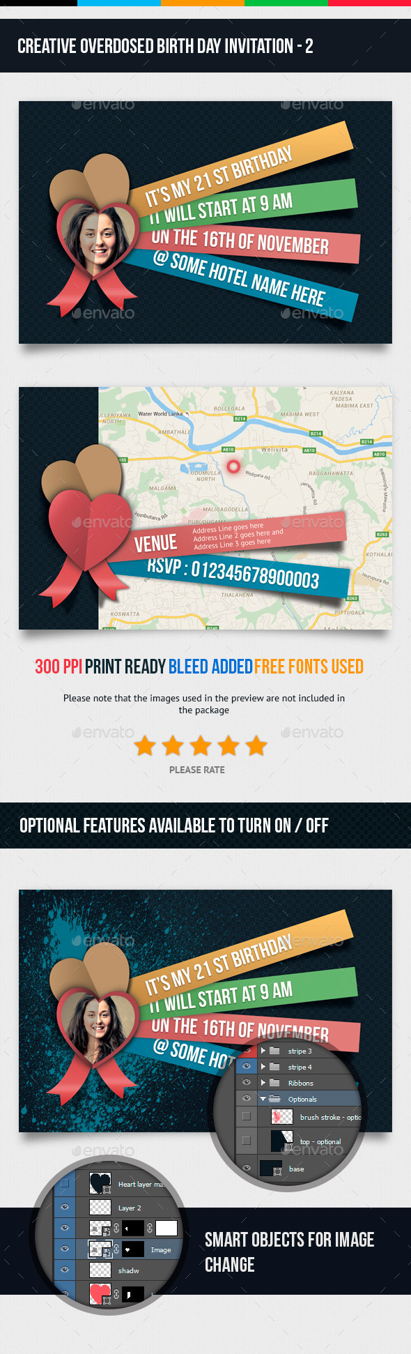 Birthday Invitation - 2 - Cards & Invites Print Templates