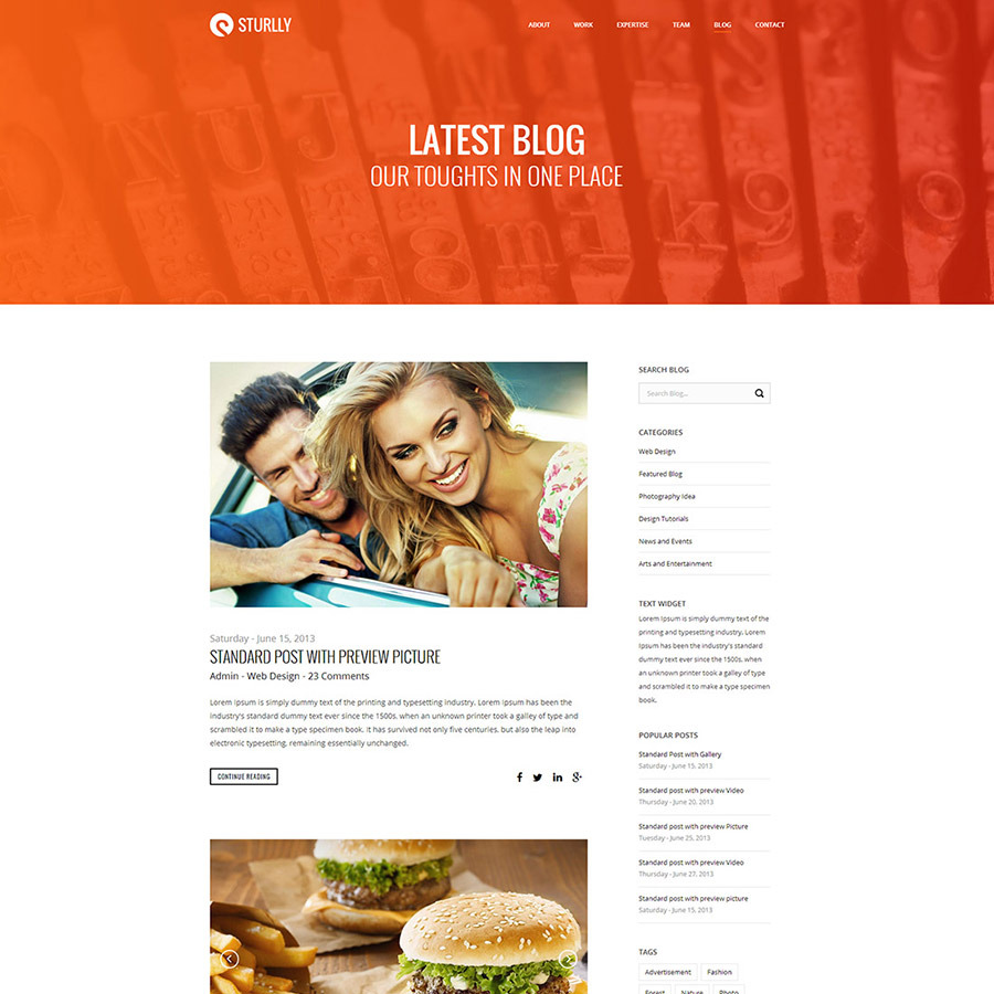 Sturlly Responsive One Page Multipurpose Template By Themezaa 