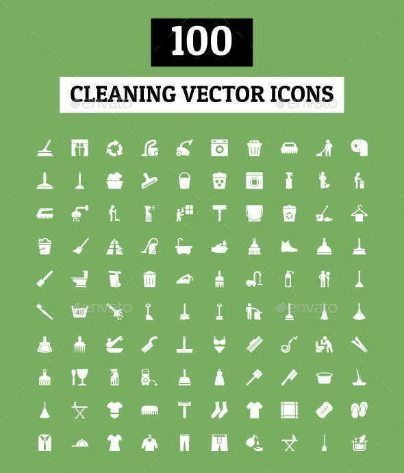 100 Cleaning Vector Icons - Objects Icons