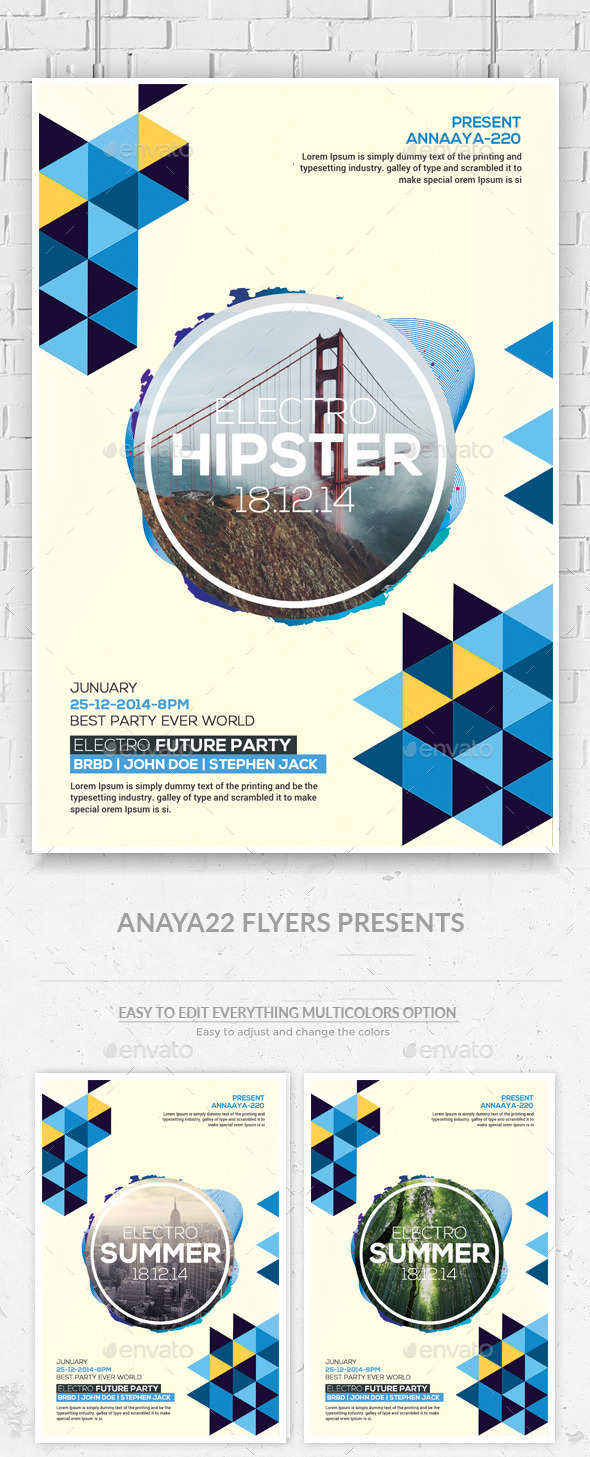 Hipster Party Flyers Psd Template - Clubs & Parties Events