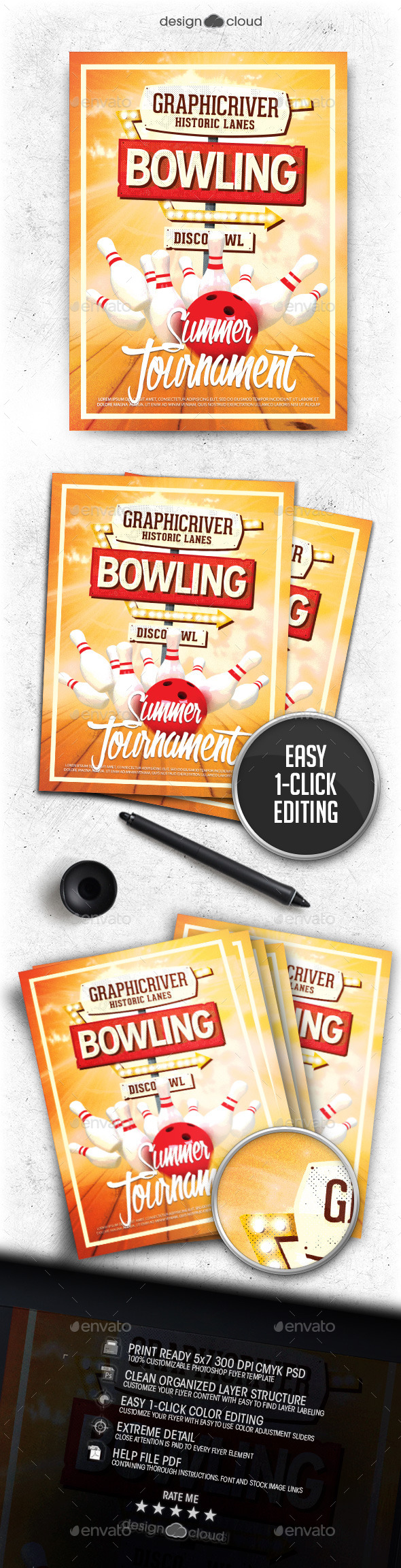 Bowling Night Flyer Template - Sports Events