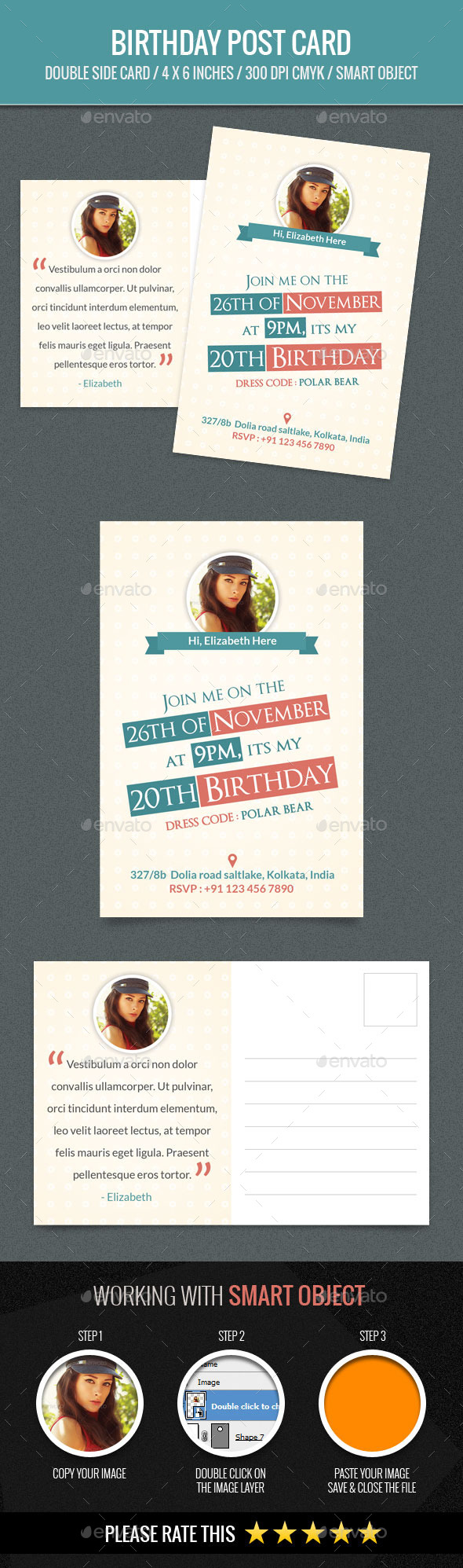 Birthday PostCard Template - Birthday Greeting Cards