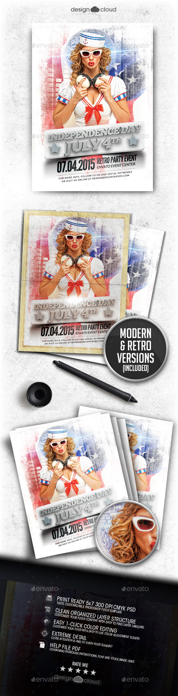 Independence Day - July 4 Vol 1 Flyer Template - Holidays Events