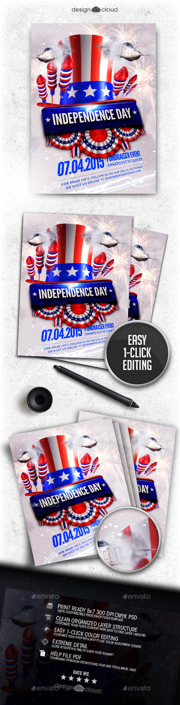 Independence Day - July 4 Vol 2 Flyer Template - Holidays Events