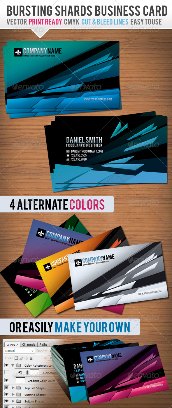 Bursting Shards Business Card - Creative Business Cards