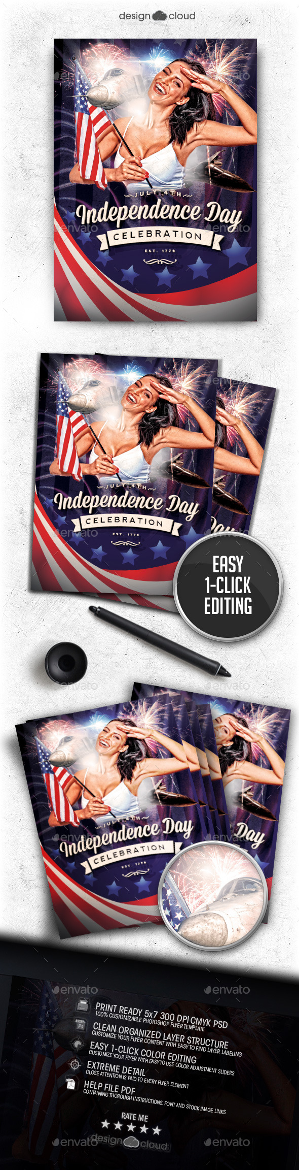Independence Day - July 4 Vol 3 Flyer Template - Holidays Events