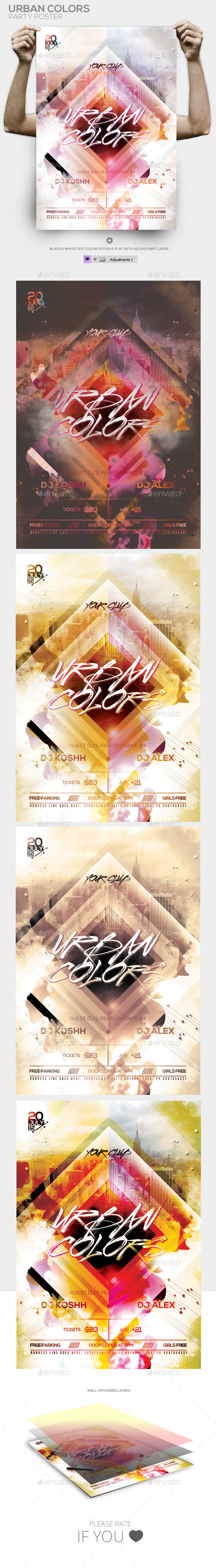 Urban Colors PSD Flyer / Poster Template - Clubs & Parties Events