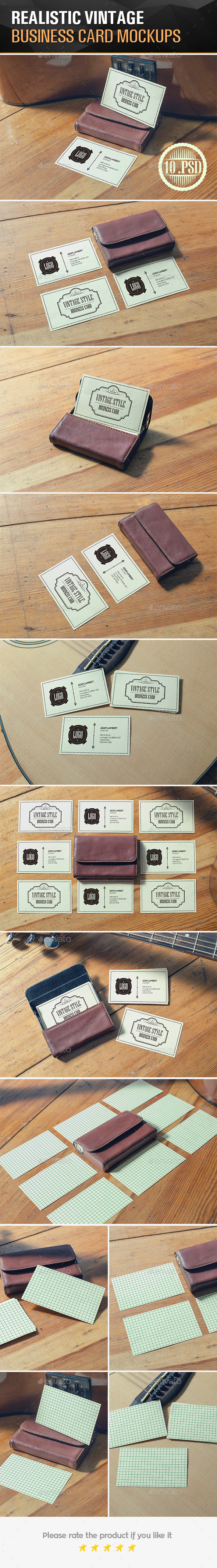 Realistic Vintage Business Card Mockups - Business Cards Print