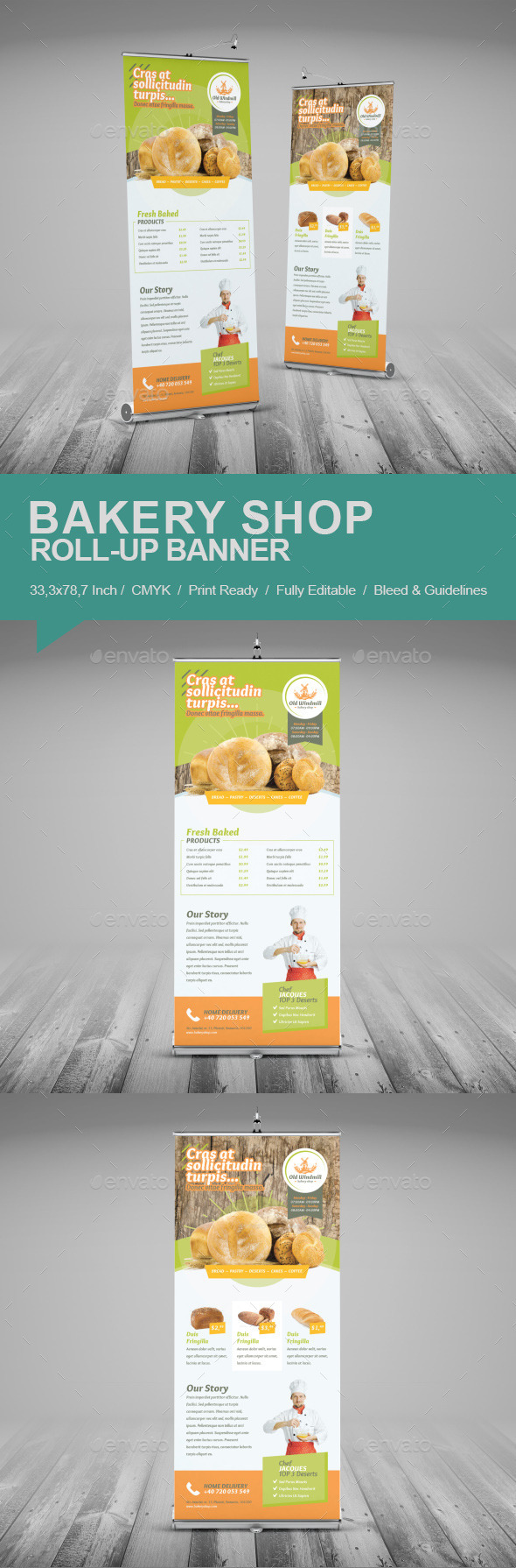 Bakery Shop Roll Up Banner by floringheorghe GraphicRiver