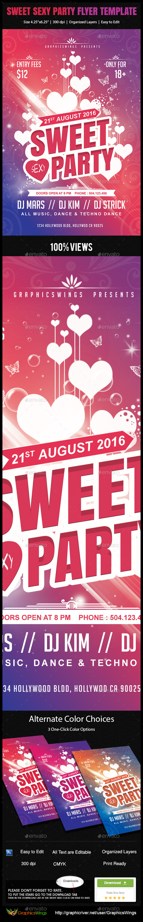 Sweet Sexy Party Flyer Template - Clubs & Parties Events