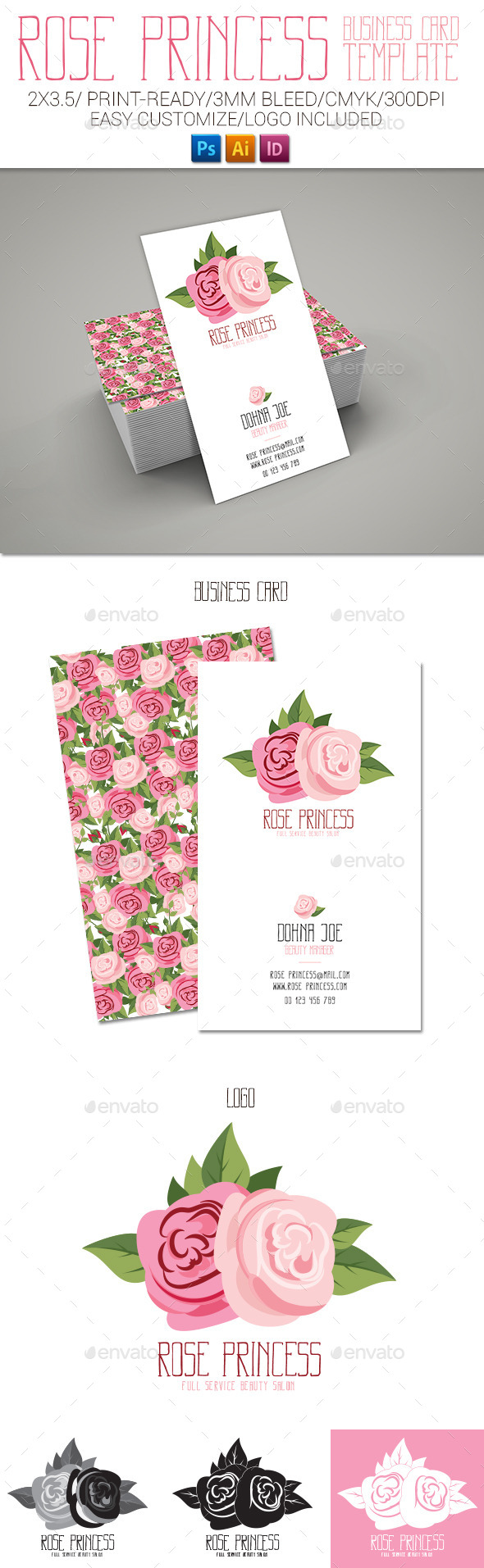 Rose Princess Business Card - Business Cards Print Templates