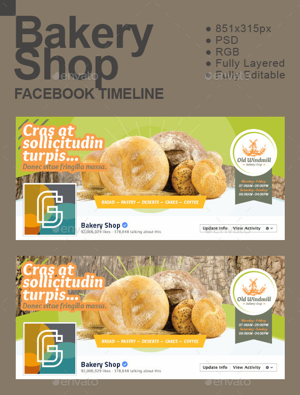 Bakery Shop Timeline - Facebook Timeline Covers Social Media