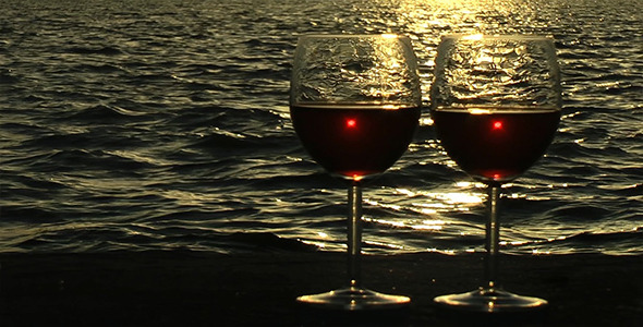 Glasses of Wine at Sunset